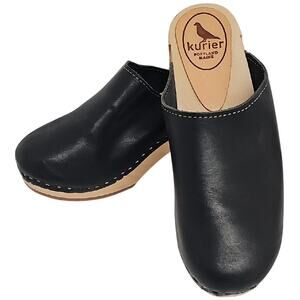 Kurier Holly Low Base Black High Quality Italian Leather Clogs Women Size 9 (40)